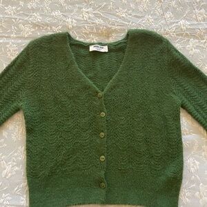 Forest Green Button-Up Cardigan size Medium soft long sleeve business casual